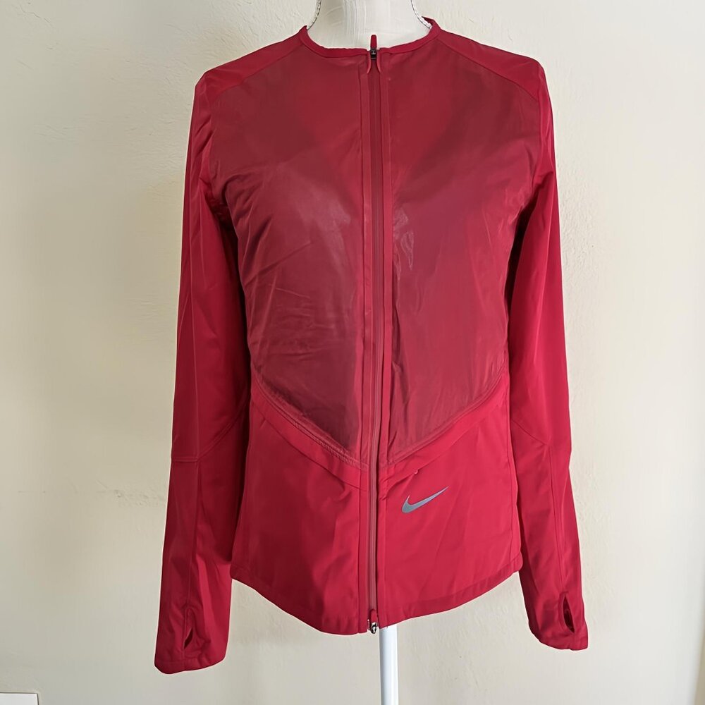 New Nike Storm-Fit ADV Women Red Nylon Jacket Down Filled Wind/Waterproof Small